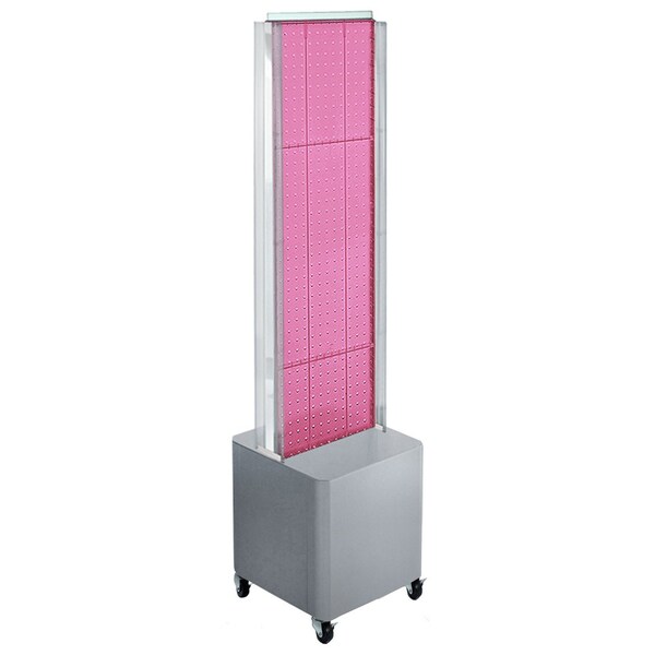 Two-Sided Pegboard Floor Display on Studio Base w/ C-Channels. Panel Size: 13.5''W x 44''H